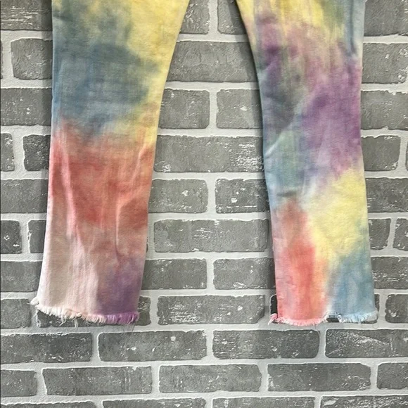 Mother The Hustler Ankle Fray Tie Dye Jeans Mystical AF Size 27 - Picture 13 of 16